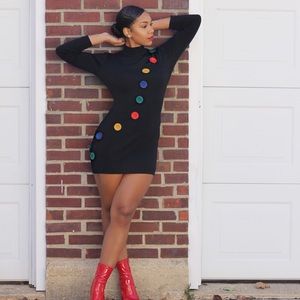 💜 Vintage Buttons Sweater Dress